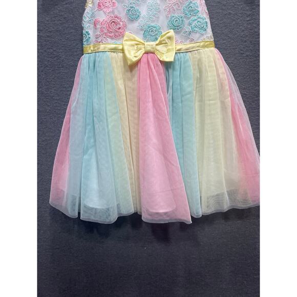 Jona Michelle Boutique Special Occasion Dress Blue Pink Yellow Girls Size 3T - Picture 3 of 9